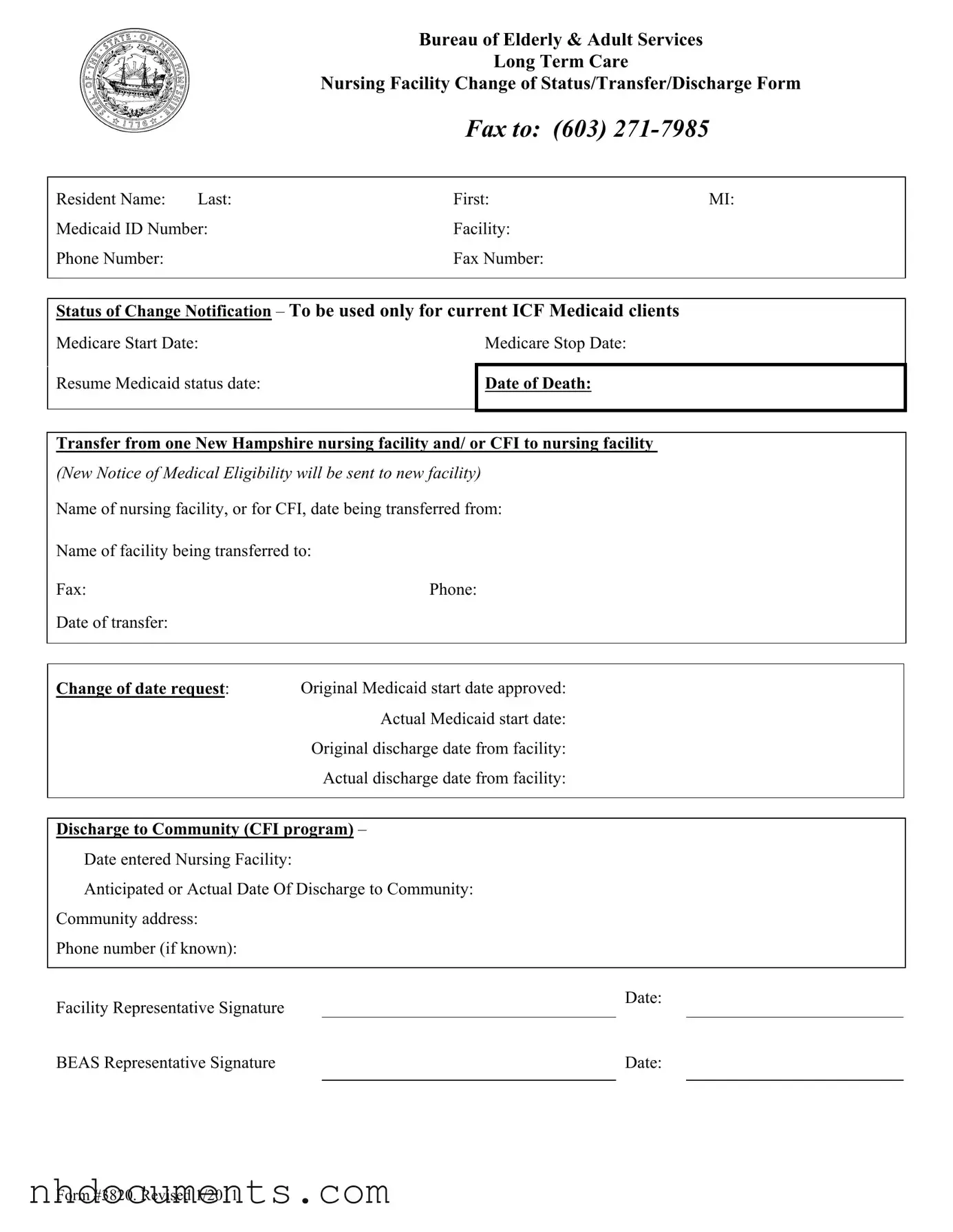 Blank New Hampshire 3820 PDF Form