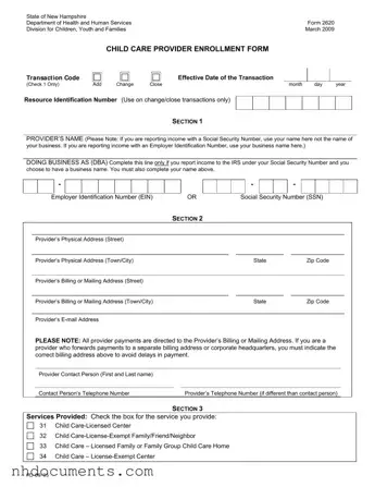 Blank New Hampshire 2620 PDF Form