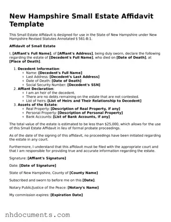 Valid New Hampshire Small Estate Affidavit Form