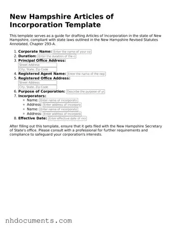 Valid New Hampshire Articles of Incorporation Form