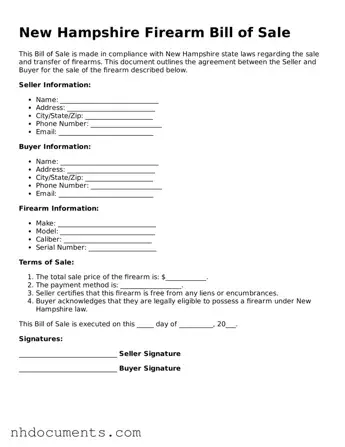 Valid New Hampshire Firearm Bill of Sale Form