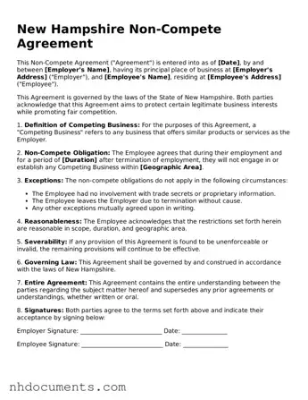 Valid New Hampshire Non-compete Agreement Form