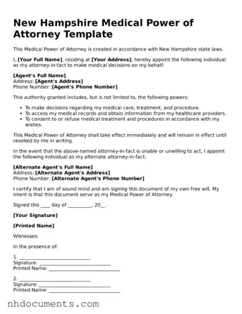 Valid New Hampshire Medical Power of Attorney Form