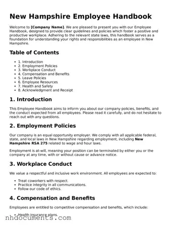 Valid New Hampshire Employee Handbook Form