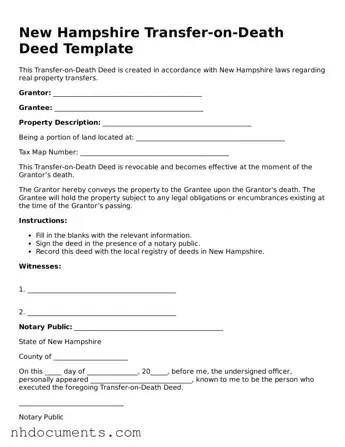 Valid New Hampshire Transfer-on-Death Deed Form