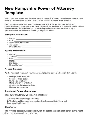 Valid New Hampshire Power of Attorney Form
