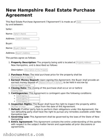 Valid New Hampshire Real Estate Purchase Agreement Form